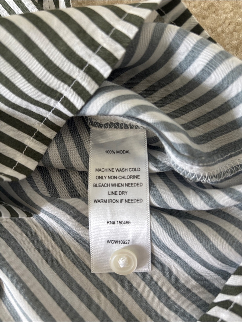 Green & White Vertical Stripe Button-Down Blouse - Picture 6 of 8